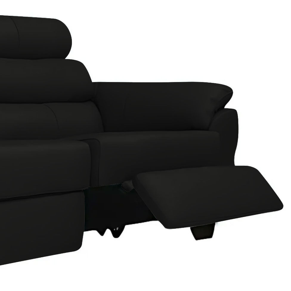 Sofá Tulsa Retrátil em Couro Preto 2,22m - Imagem 2