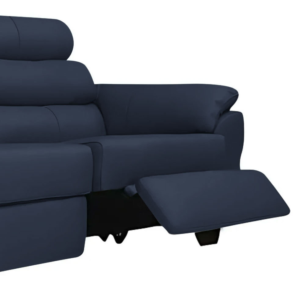 Sofá Tulsa Retrátil em Couro Azul Blue 2,22m - Imagem 2