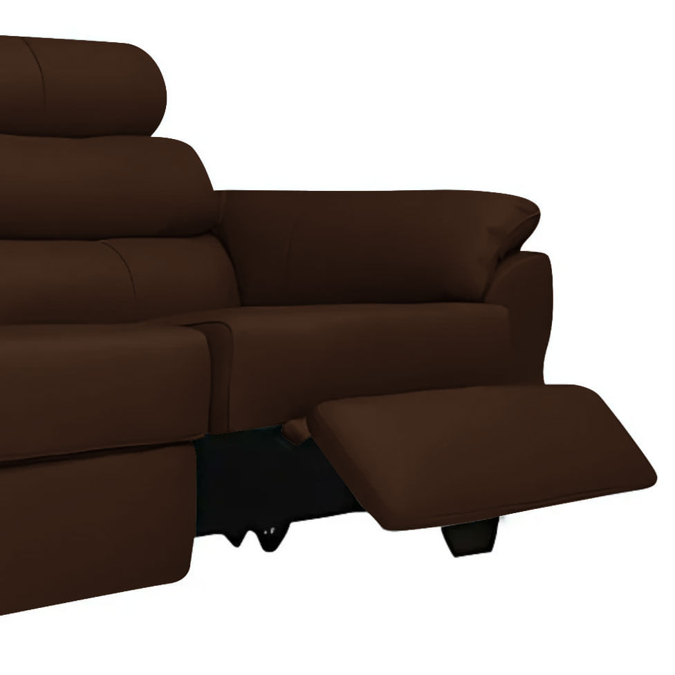 Sofá Tulsa Retrátil em Couro Marrom 3,03m - Imagem 2