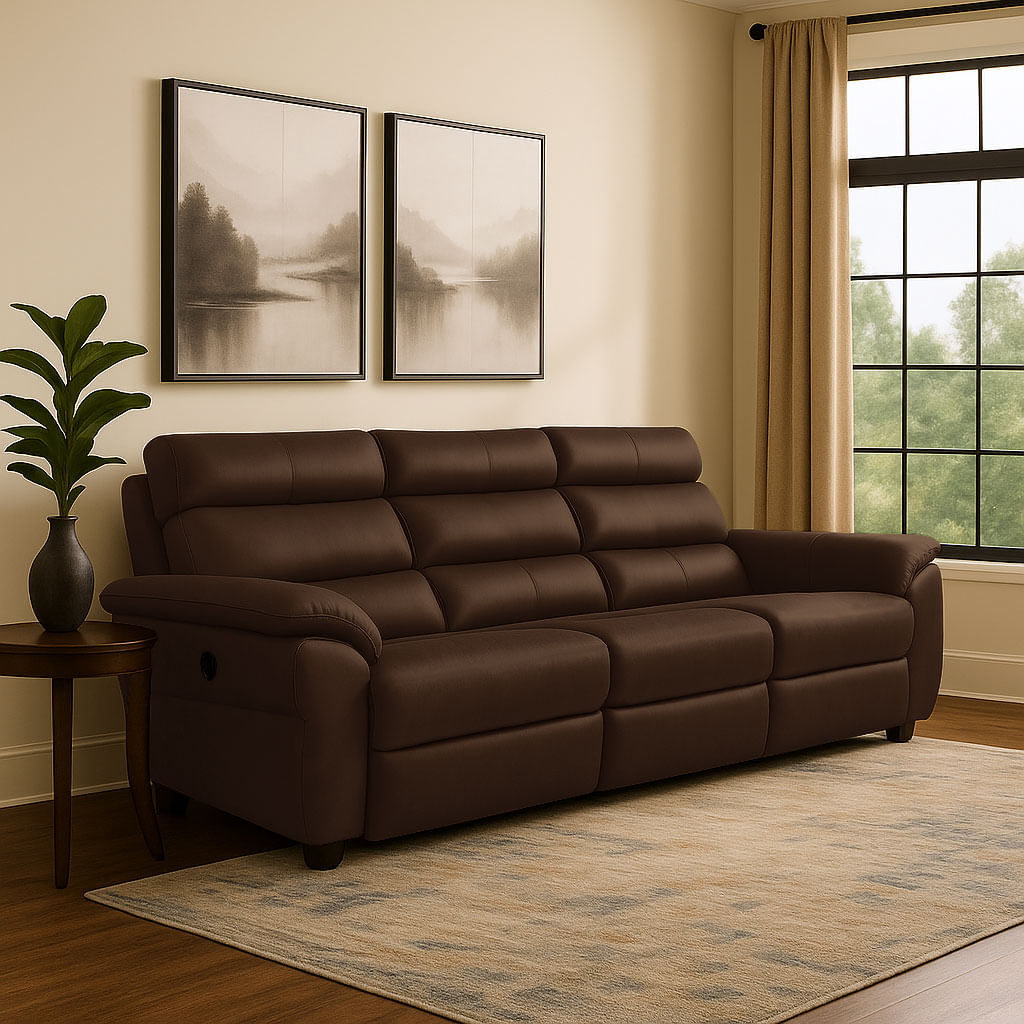 Sofá Tulsa Retrátil em Couro Marrom 3,03m - Imagem 4