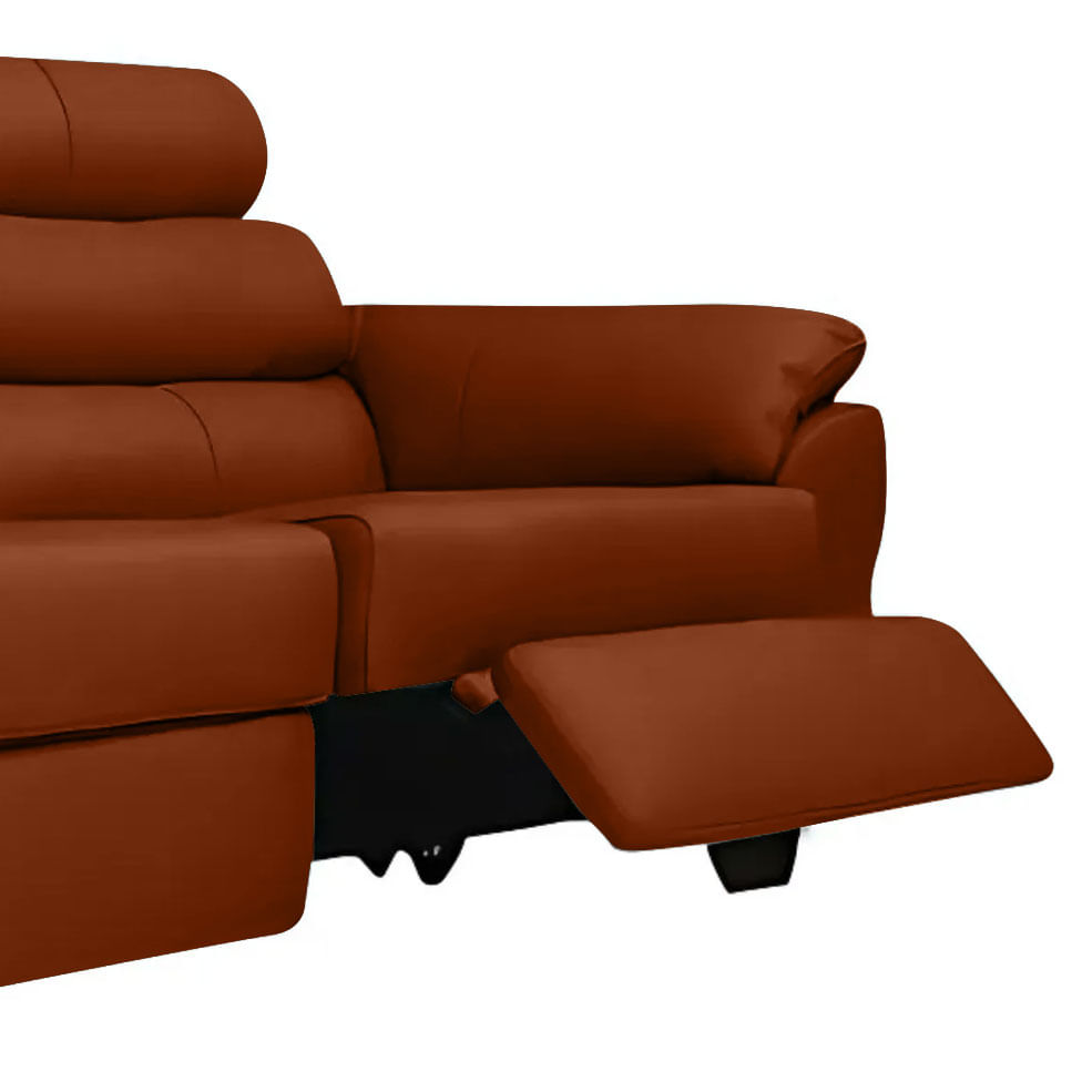 Sofá Tulsa Retrátil em Couro Conhaque 3,03m - Imagem 2