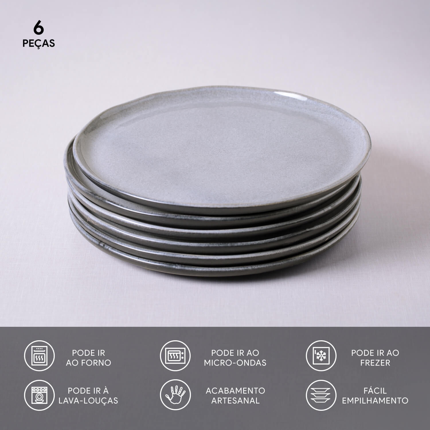 Conjunto com 6 Pratos Raso Bio Dust Ø27,5cm - Imagem 3