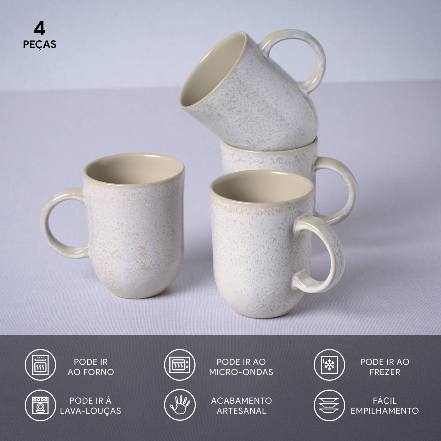 Conjunto com 4 Canecas Coup Stoneware Grande Latte 330ml - Imagem 3