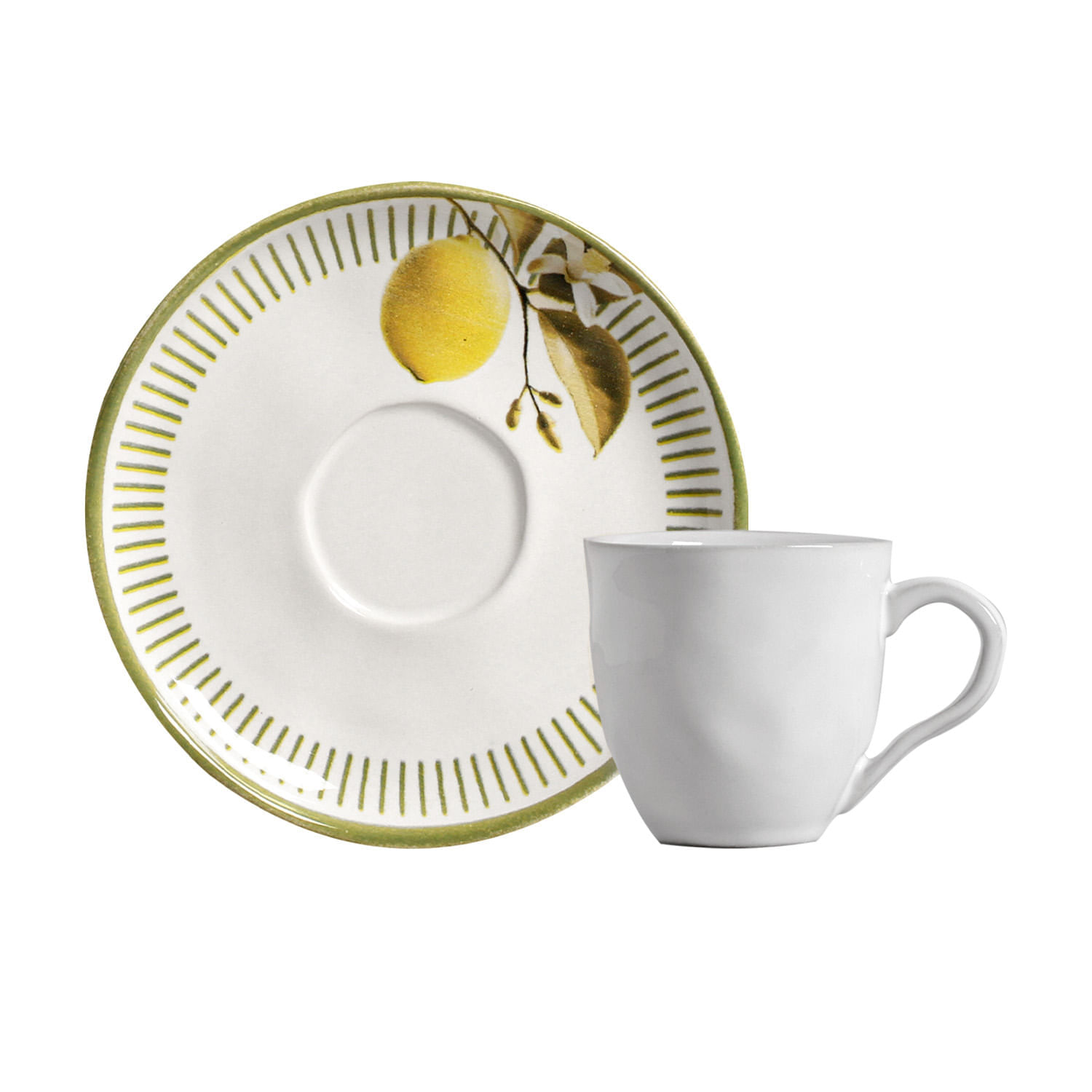 Conjunto com 6 Xícaras De Chá com 6 Pires Bio Lemon 170ml