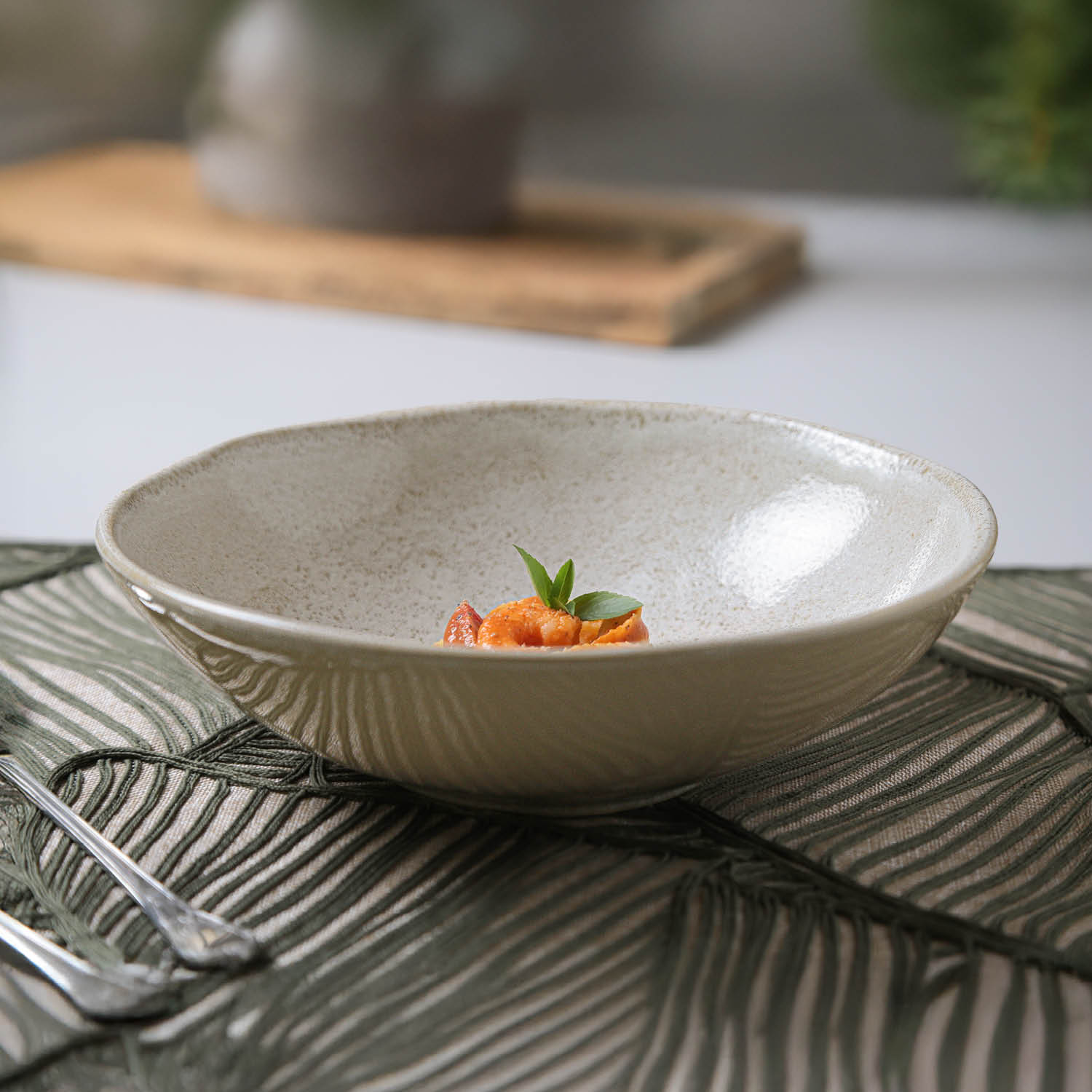 Tigelas Média Orgânico Stoneware Vanilla Ø25x8cm 1961ml - Imagem 4