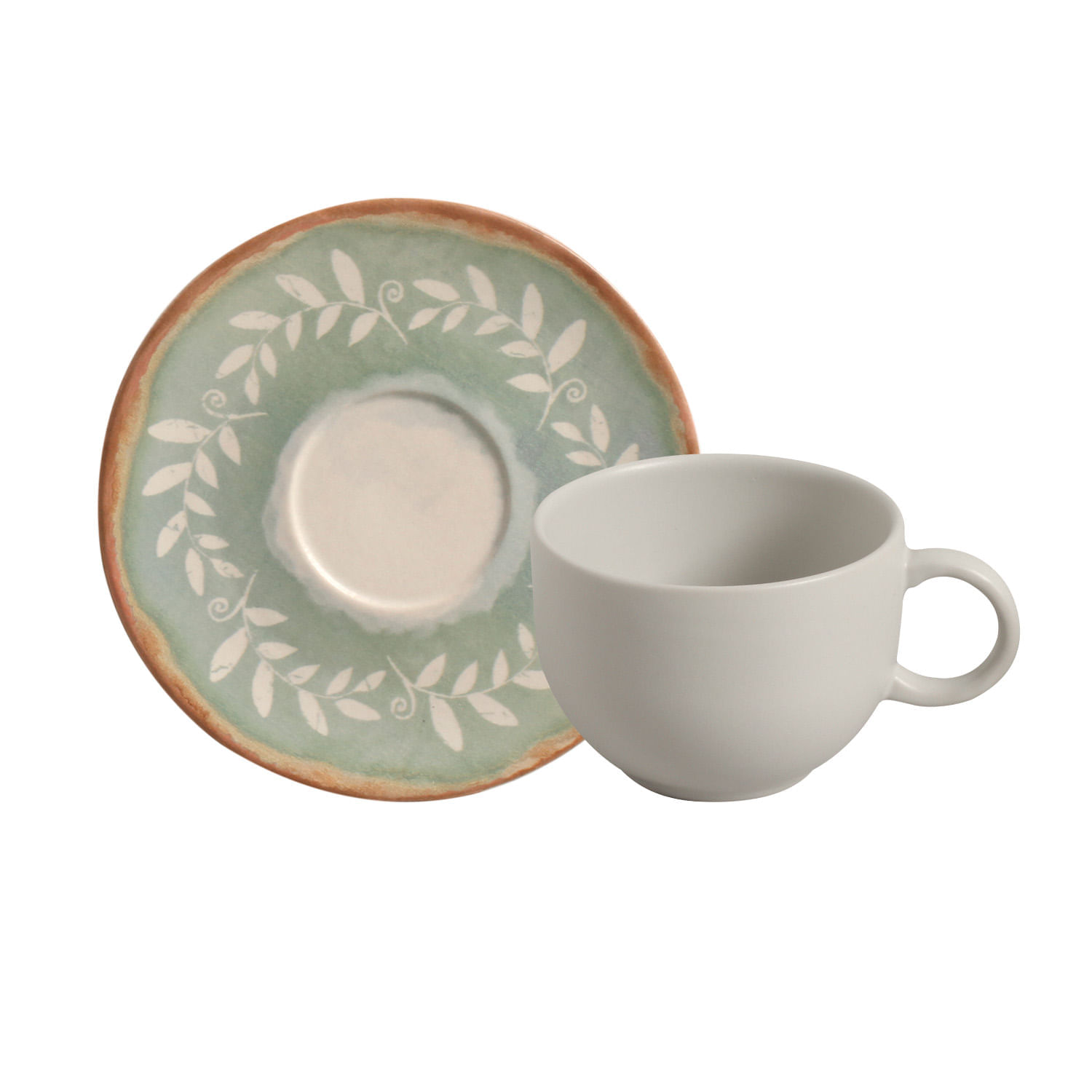 Conjunto com 6 Xícaras de Chá com Pires Coup Stoneware New Mediterrâneo 230ml