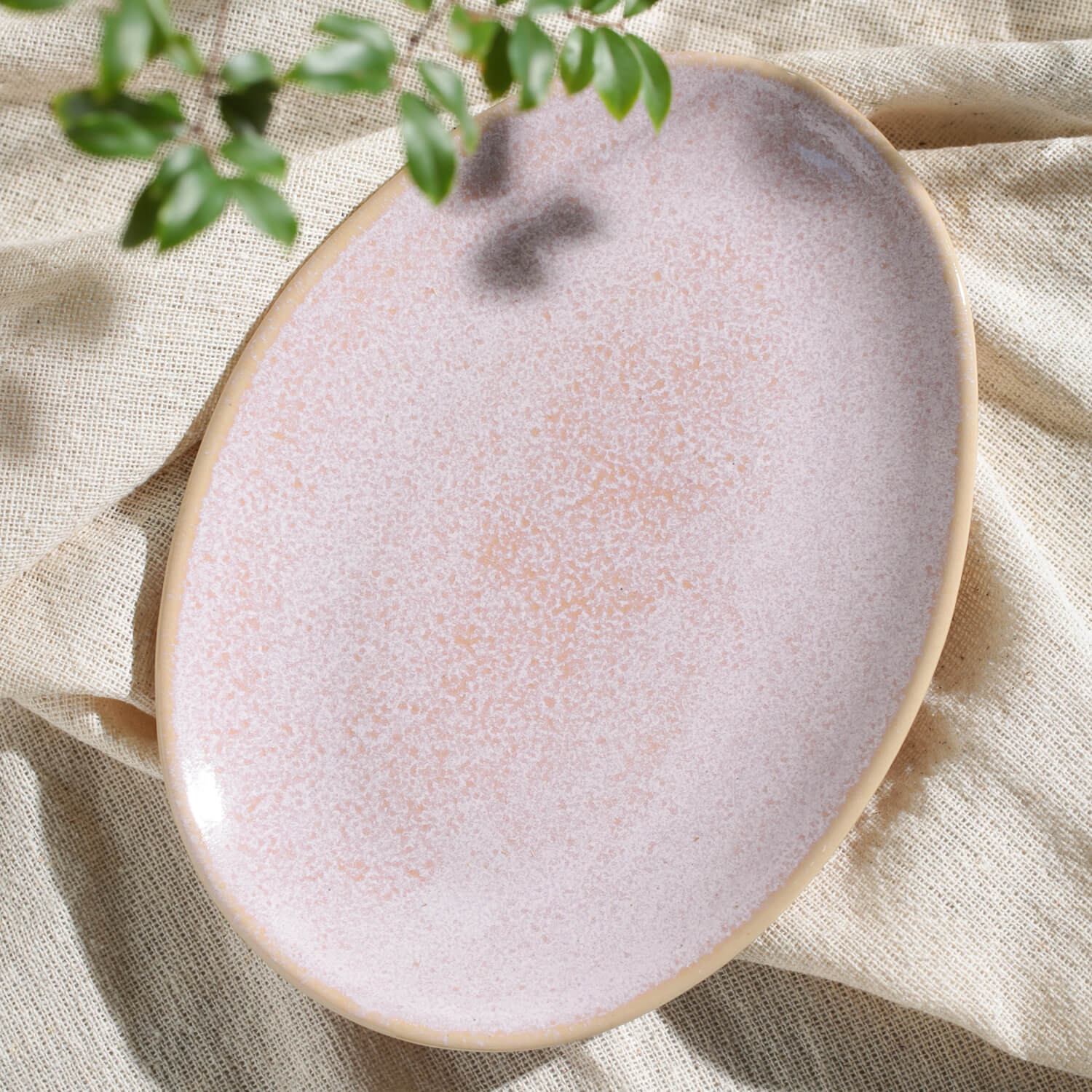 Conjunto com 6 Pratos de Sobremesa Oval Orgânico Litchi 22,5x16,5x2,5cm - Imagem 3