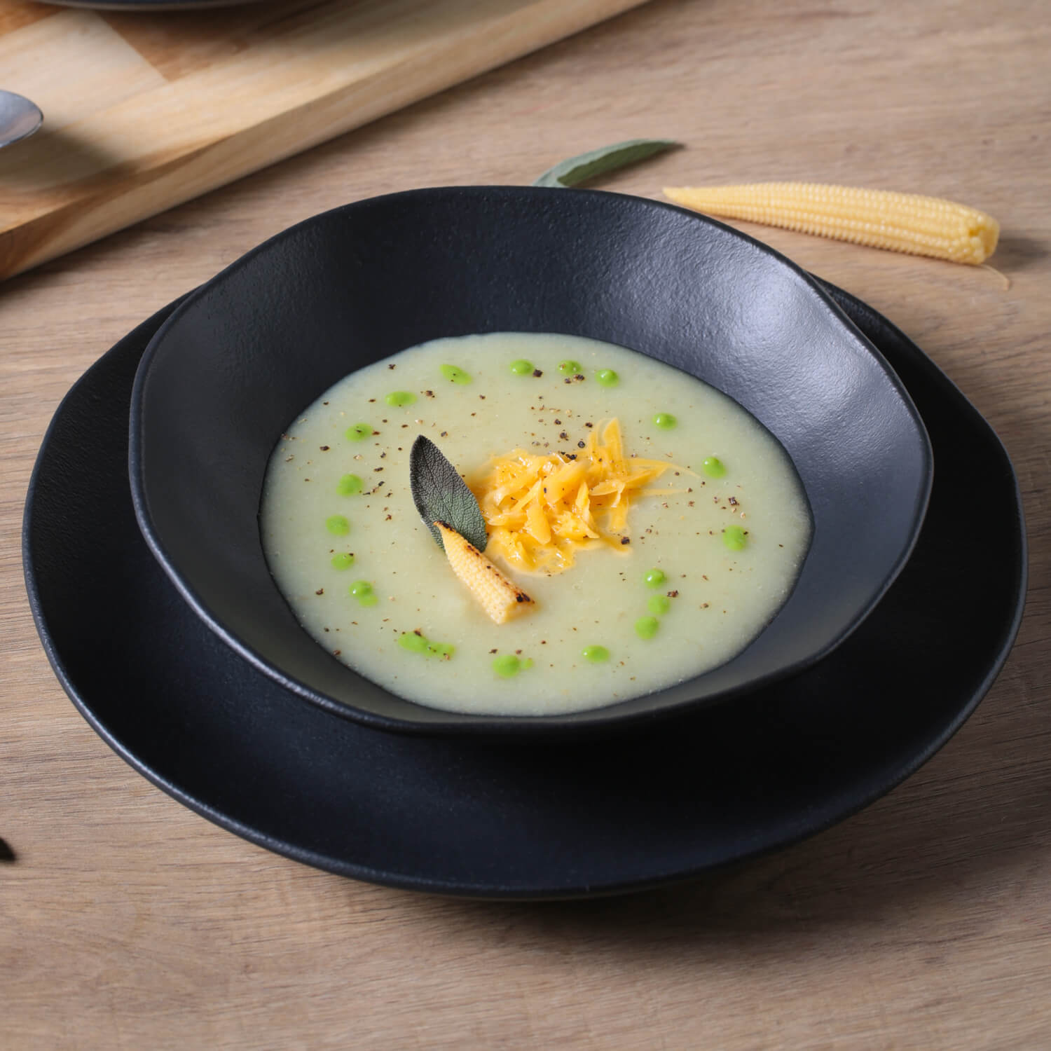 Conjunto com Pratos Fundo Orgânico Preto Matte Ø 21,2cm - Imagem 2