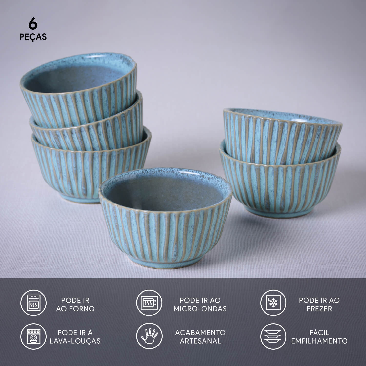 Conjunto com 6 Ramequins Médio Linhas Breeze Ø9x5cm 170ml - Imagem 3
