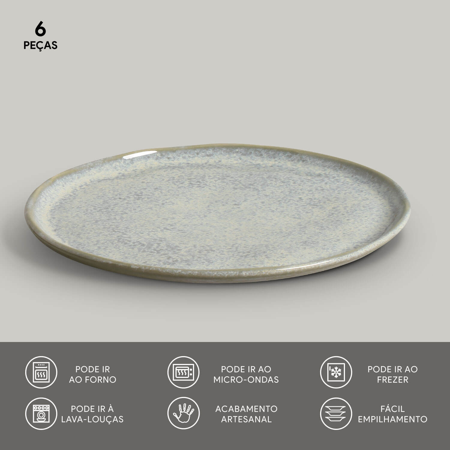 Conjunto com 6 Pratos de Sobremesa Bio Green Granite Ø21,5cm - Imagem 3