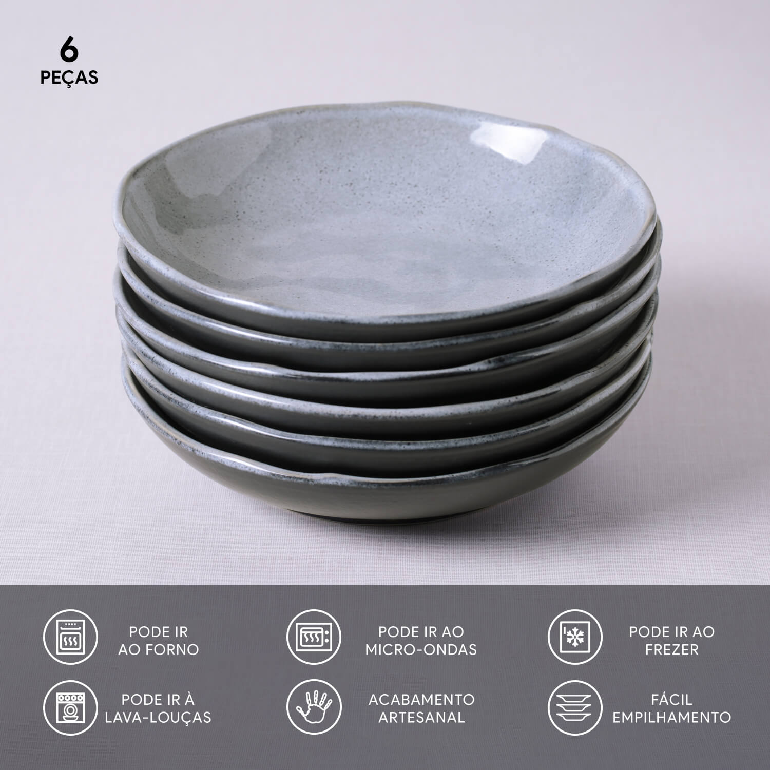 Conjunto com 6 Pratos Fundo Bio Dust Ø22,5cm 830ml - Imagem 3