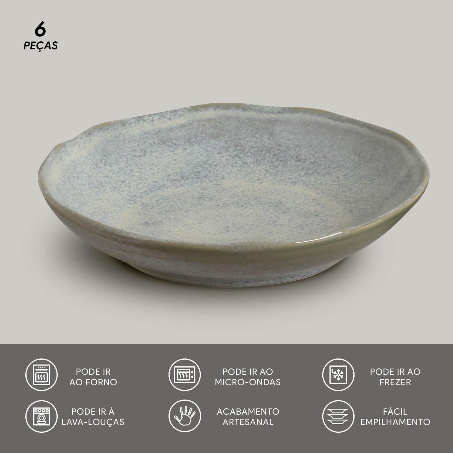 Conjunto com 6 Pratos Fundo Bio Green Granite Ø22,5cm 830ml - Imagem 3