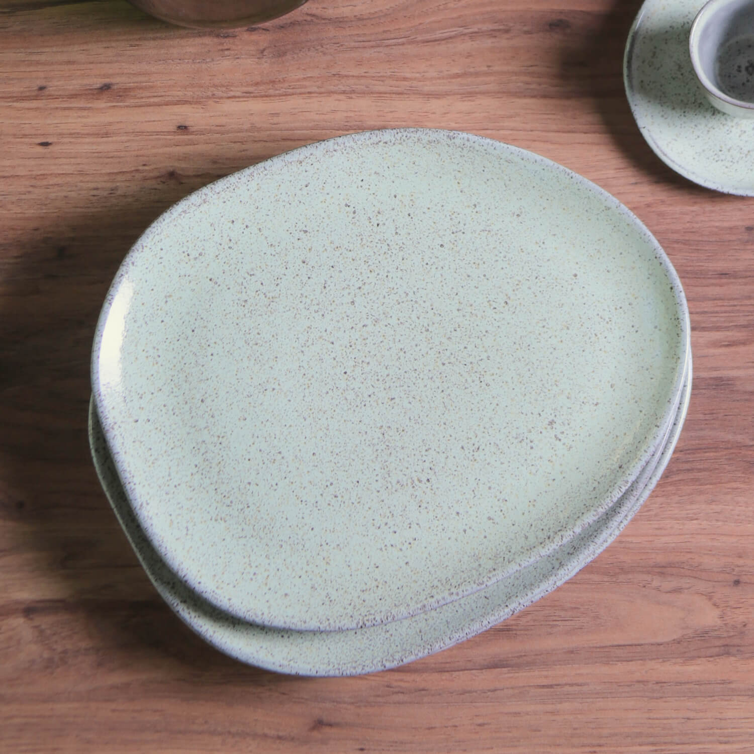 Conjunto com 6 Pratos Raso Oval Orgânico Pistache 31,5x26x2,7cm - Imagem 4