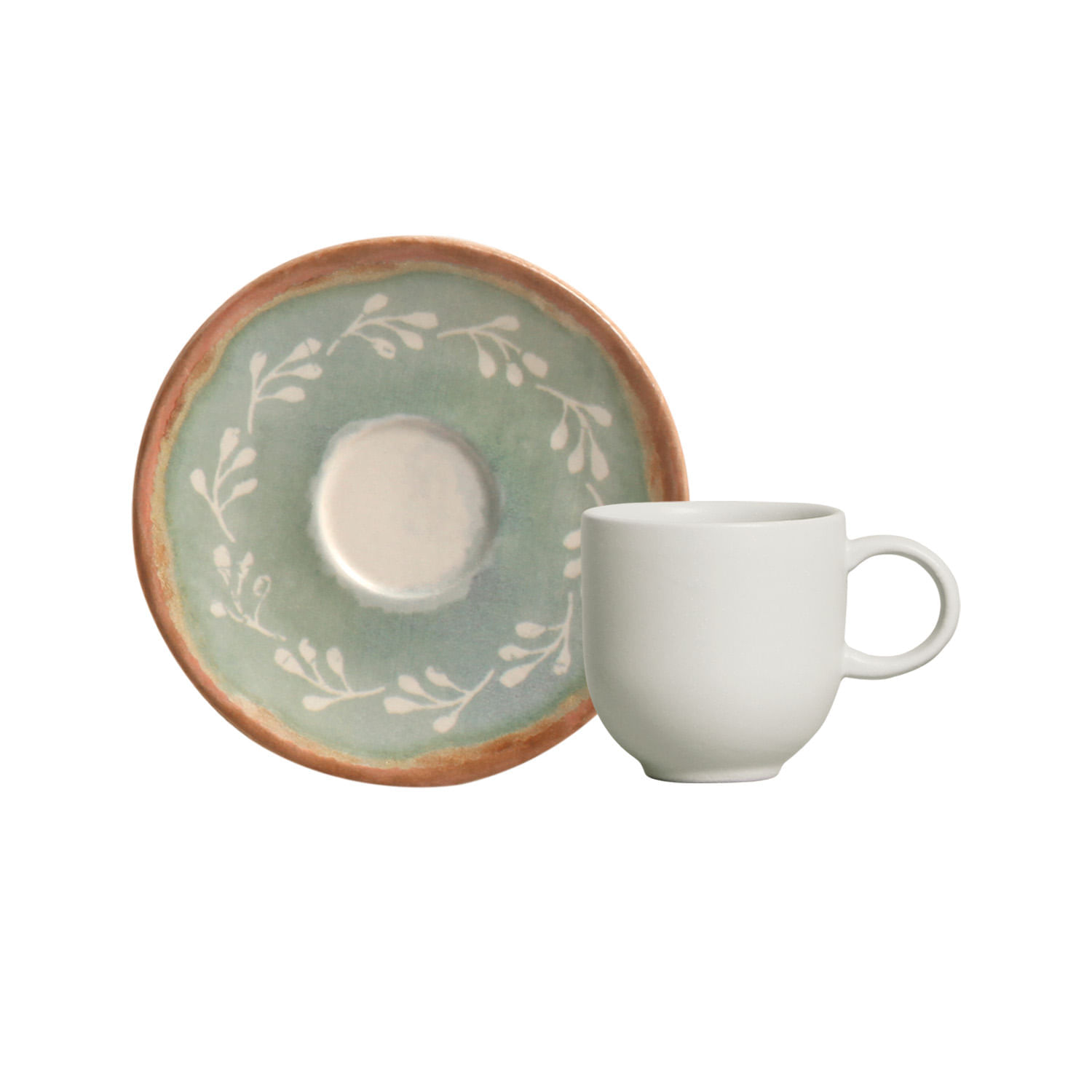 Conjunto com 6 Xícaras de Café com Pires Coup Stoneware New Mediterrâneo 97ml