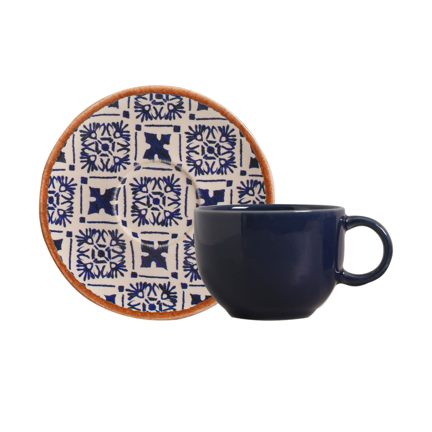 Conjunto com 6 Xícaras de Chá com Pires Coup Stoneware New Asteca 220ml