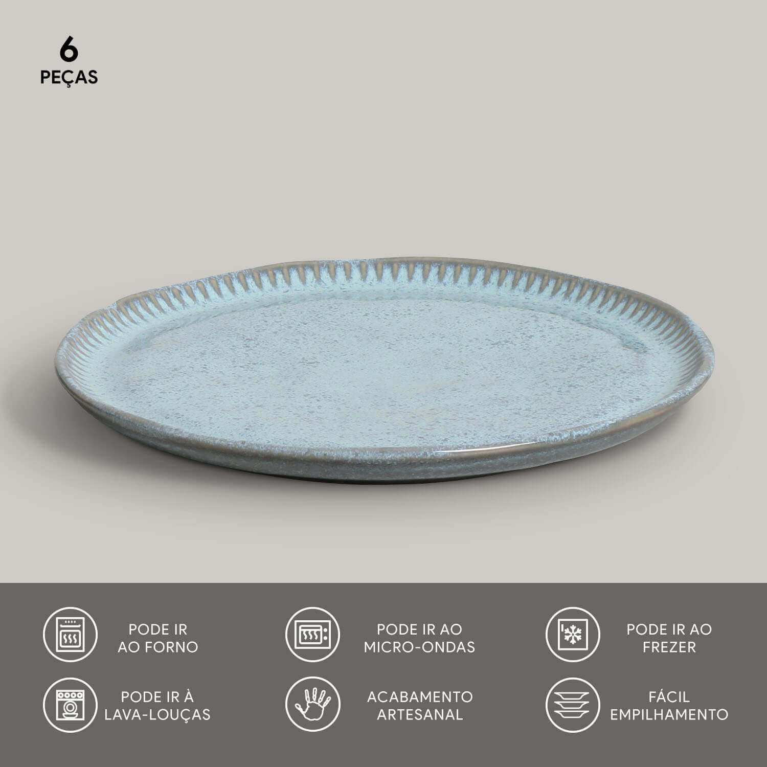 Conjunto com 6 Pratos de Sobremesa Linhas Breeze Ø21,5cm - Imagem 3