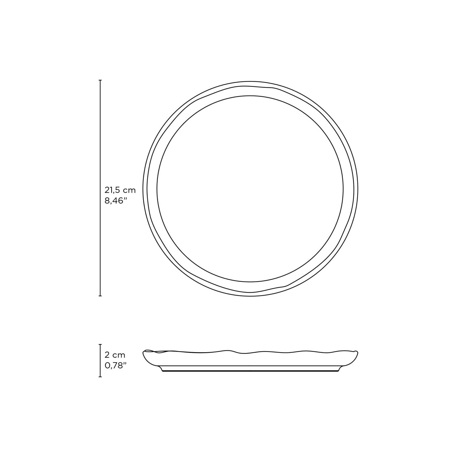 Conjunto com 6 Pratos de Sobremesa Linhas Preto Matte Ø21,5cm - Imagem 3