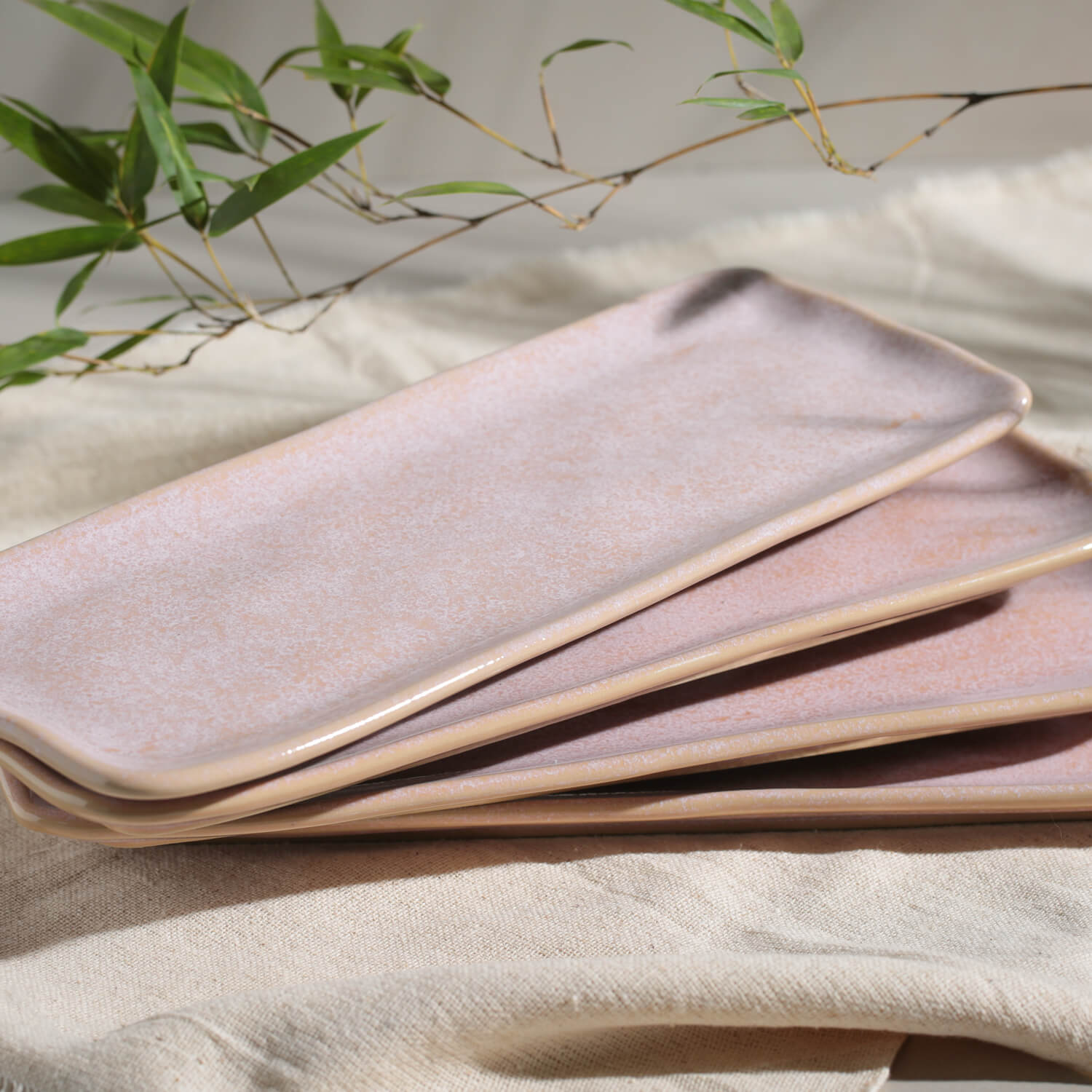 Conjunto com 4 Travessas Retangular Média Orgânico Litchi 33x13cm - Imagem 2