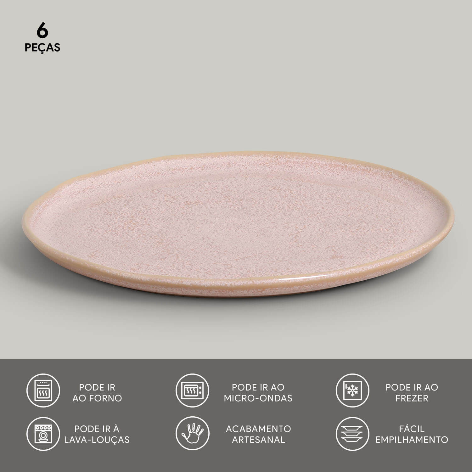 Conjunto com 6 Pratos Raso Bio Litchi Ø27,5cm - Imagem 3