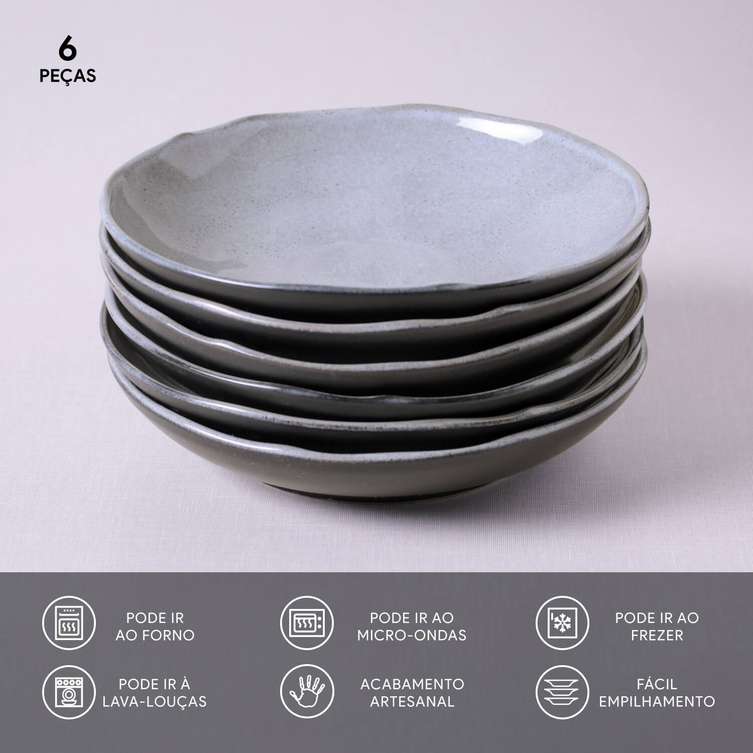 Conjunto com 6 Pratos Fundo Bio Dust Ø25cm 1100ml - Imagem 3