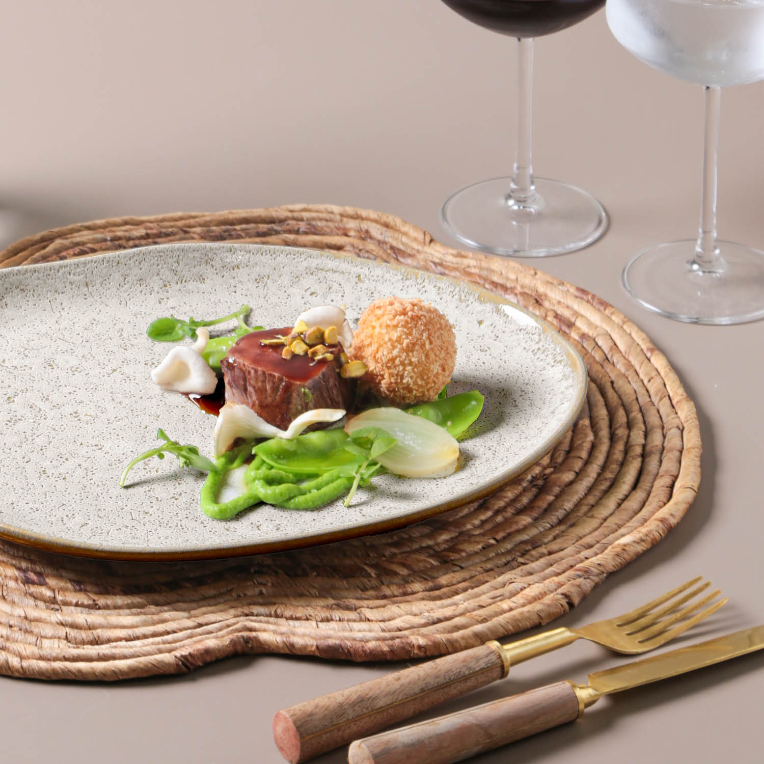 Conjunto com 6 Pratos Raso Oval Orgânico Vanilla 31x24x2,5cm - Imagem 4