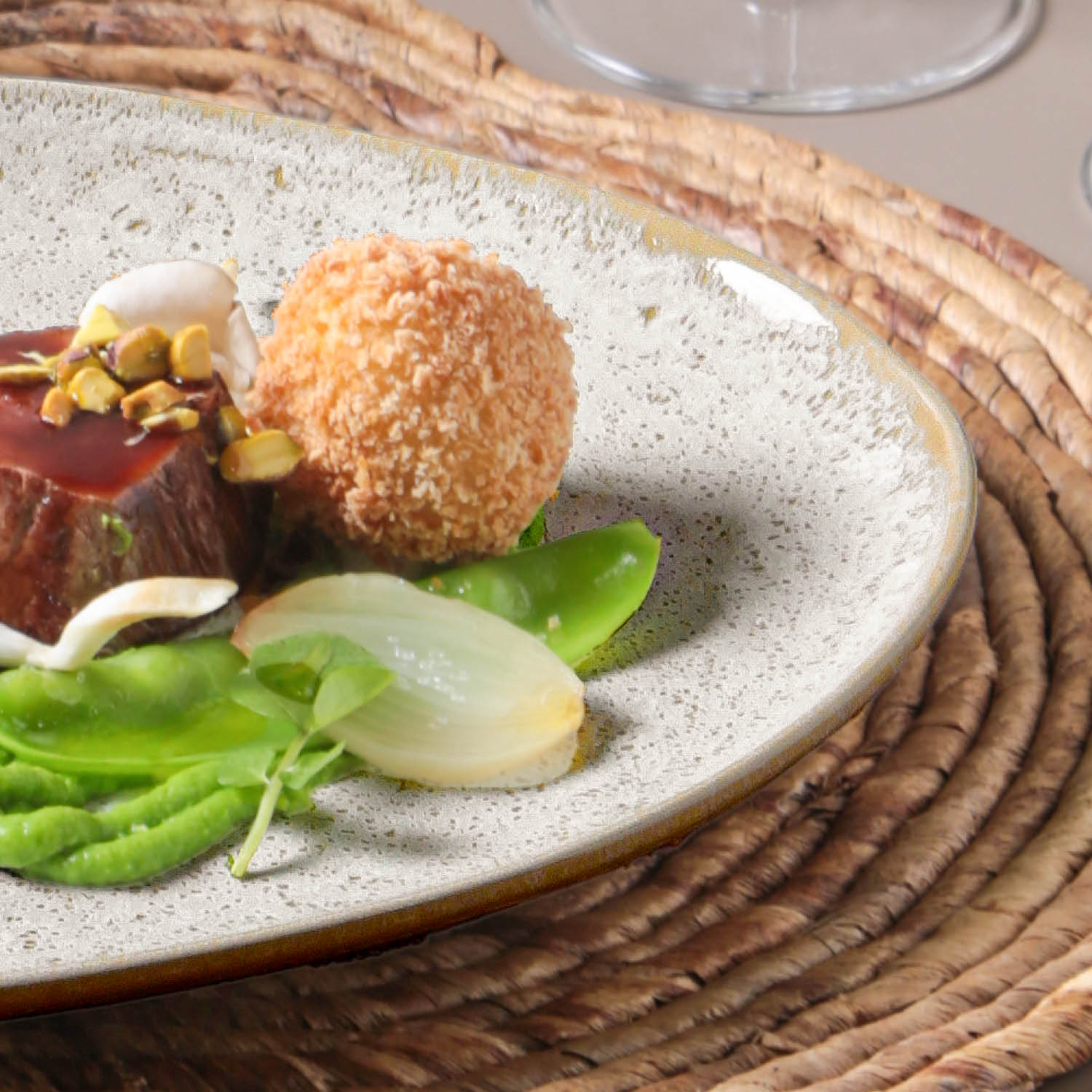 Conjunto com 6 Pratos Raso Oval Orgânico Vanilla 31x24x2,5cm - Imagem 5