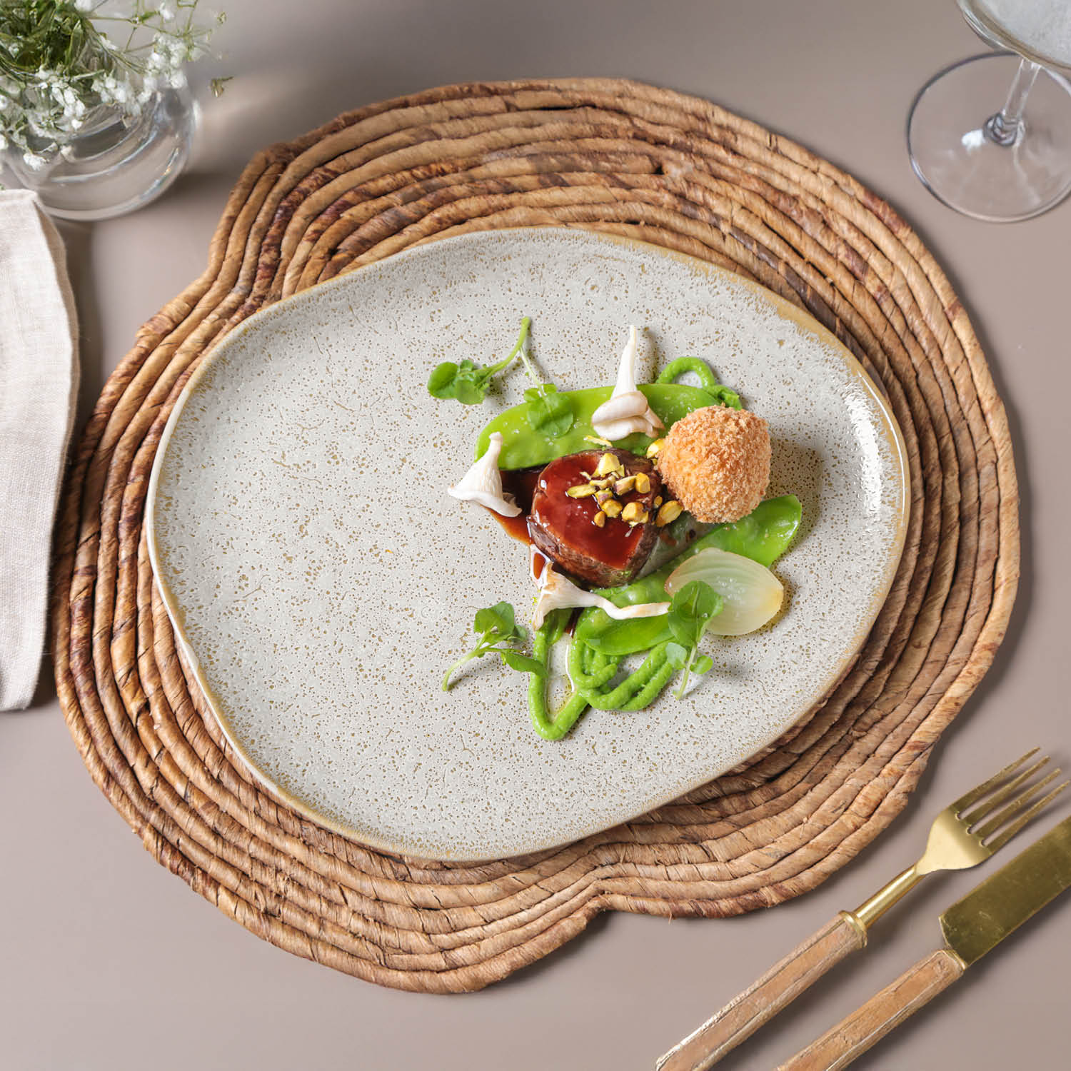 Conjunto com 6 Pratos Raso Oval Orgânico Vanilla 31x24x2,5cm - Imagem 2