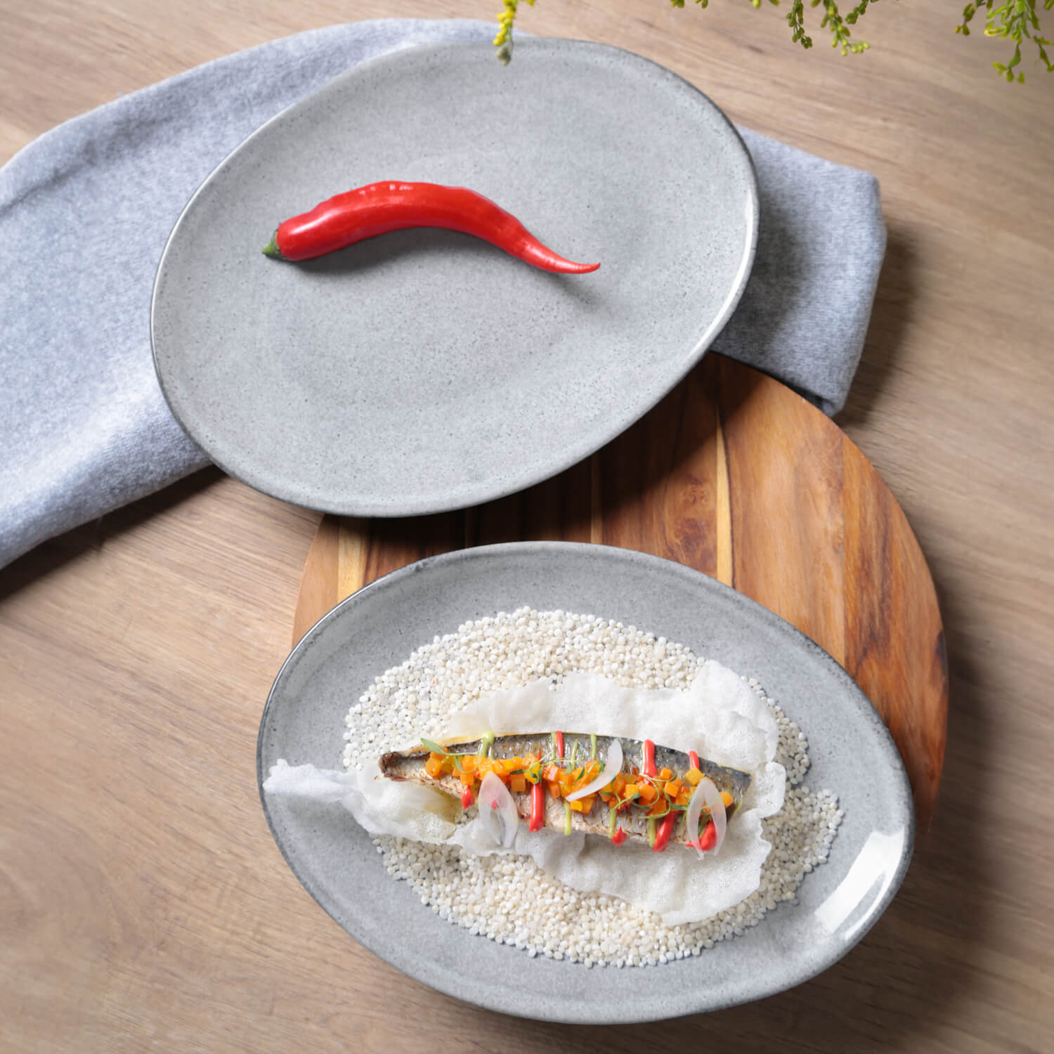 Conjunto com 6 Pratos de Sobremesa Oval Orgânico Dust 22,5x16,5x2,5cm - Imagem 4