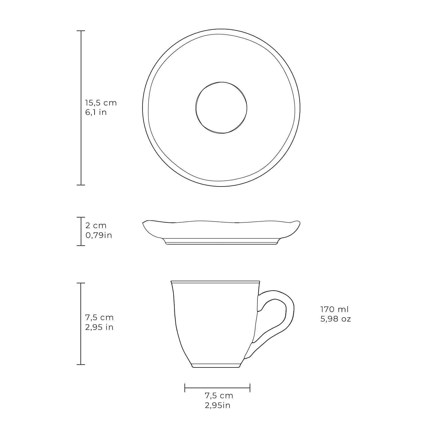 Conjunto com 6 Xícaras De Chá Orgânico 170ml com 6 Pires Bio Éden - Imagem 6