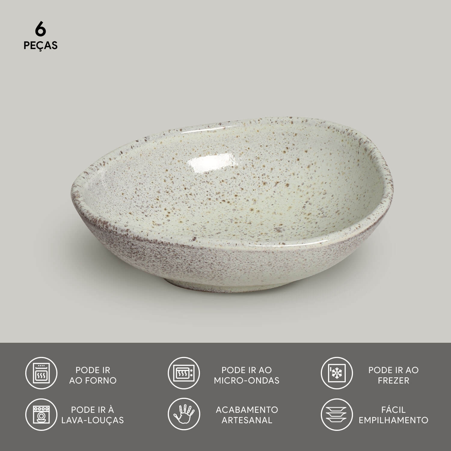 Conjunto com 6 Cumbucas Oval Orgânico Pistache 14,5x12x4,9cm 265ml - Imagem 2