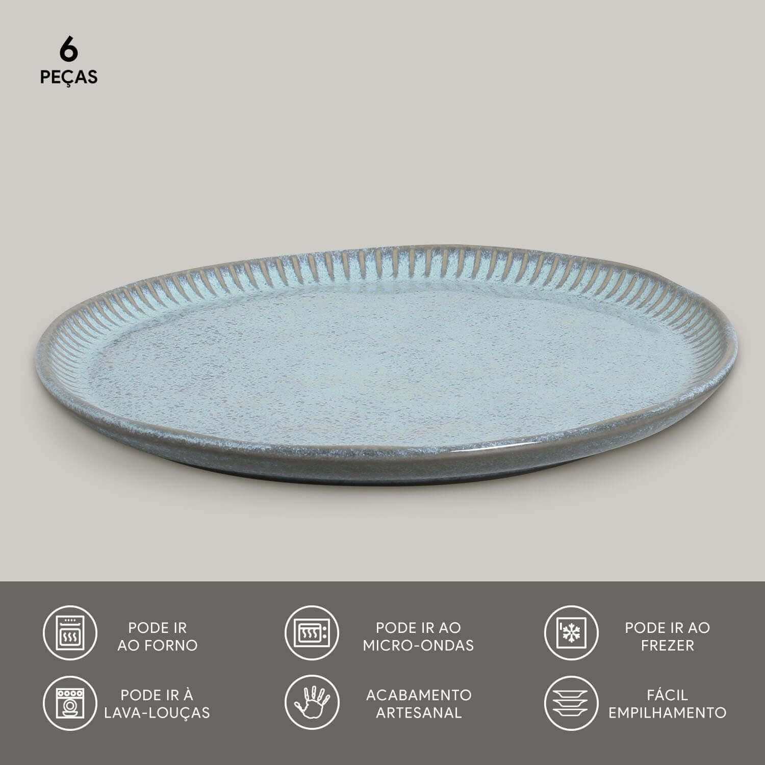 Conjunto com 6 Pratos Raso Linhas Breeze Ø27,5cm - Imagem 3