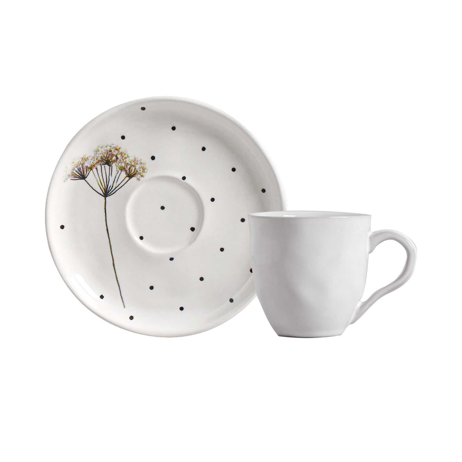 Conjunto com 6 Xícaras De Café com 6 Pires Bio Floralis 120ml