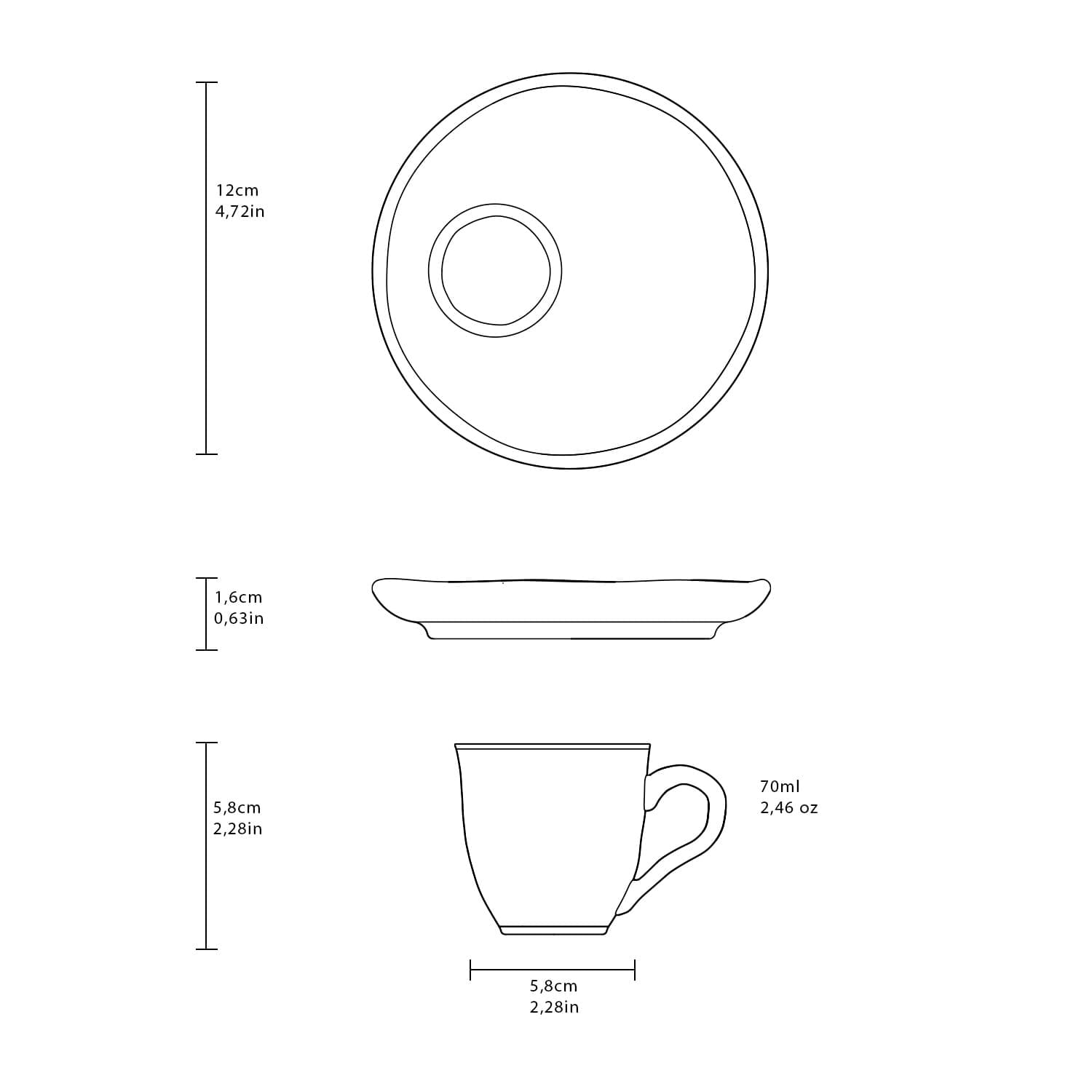 Conjunto com 6 Xícaras De Café com 6 Pires Bio Floralis 120ml - Imagem 7