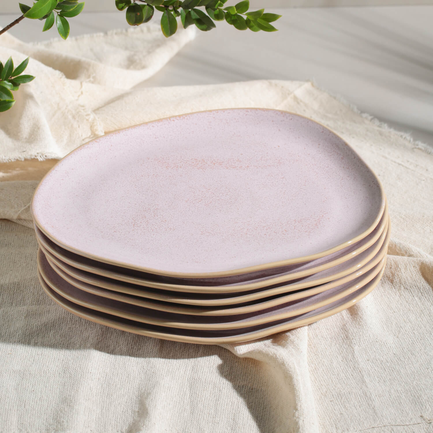 Conjunto com 6 Pratos Raso Oval Orgânico Litchi 31x24x2,5cm - Imagem 4