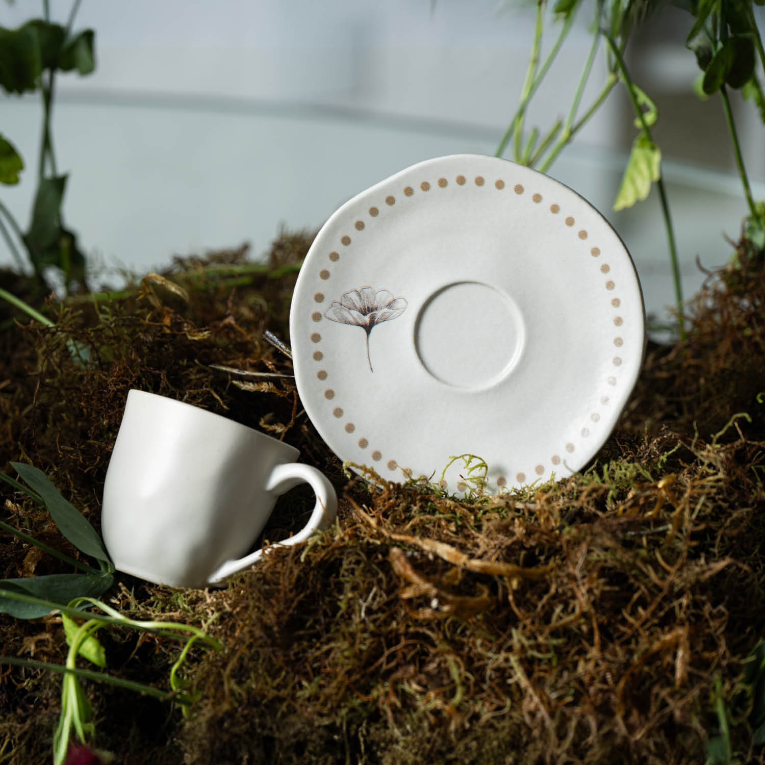 Conjunto com 6 Xícaras de Café com Pires Orgânico Amana 120ml - Imagem 2