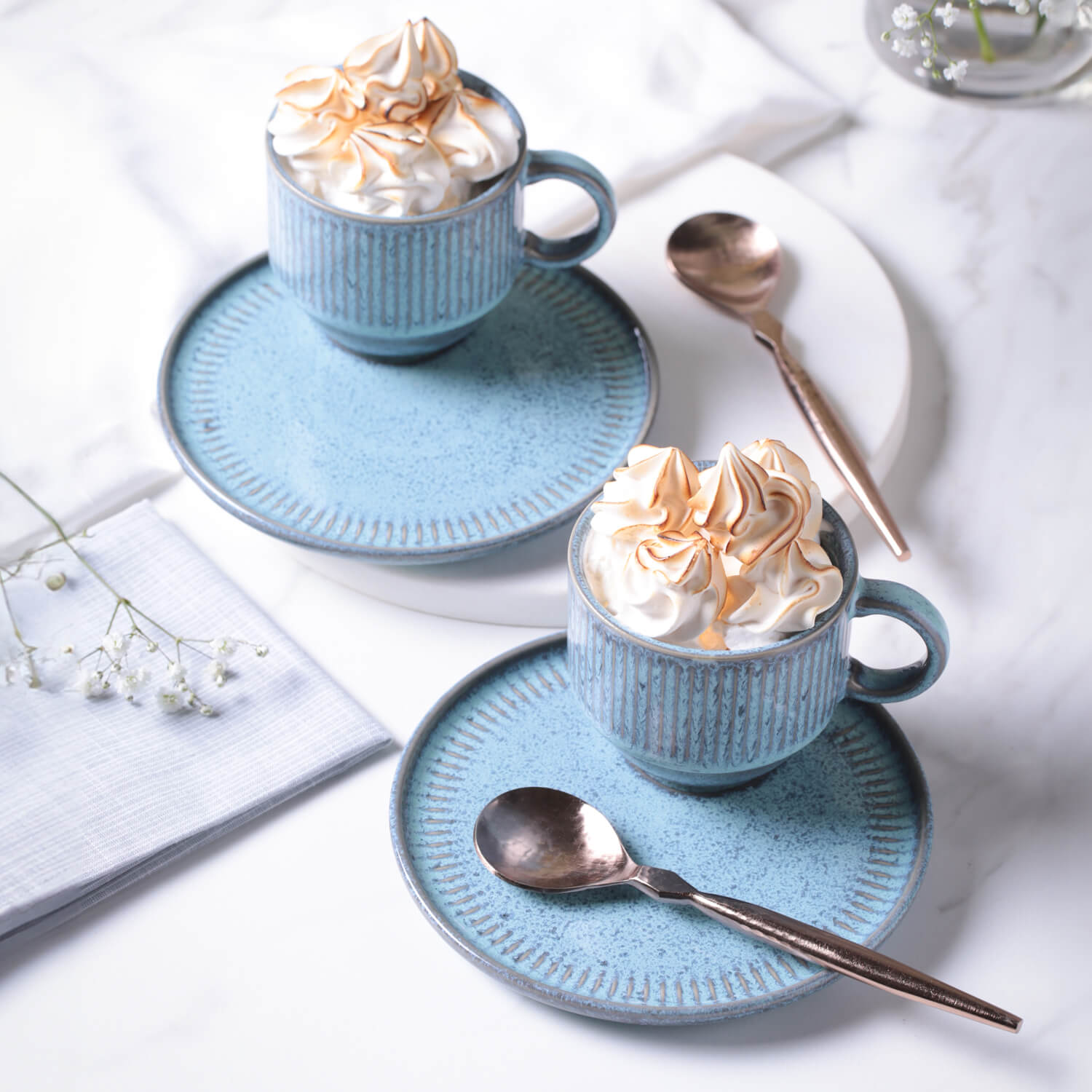 Conjunto com 6 Xícaras de Chá Empilhável com 6 Pires Linhas Breeze 230ml - Imagem 4