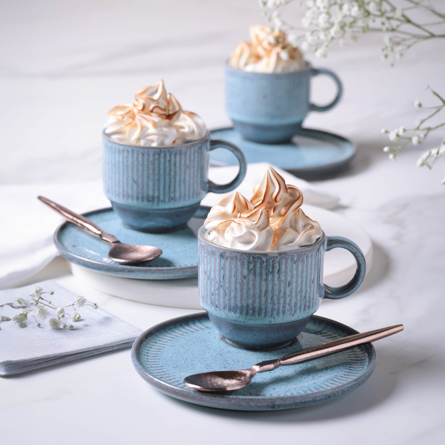 Conjunto com 6 Xícaras de Chá Empilhável com 6 Pires Linhas Breeze 230ml - Imagem 2