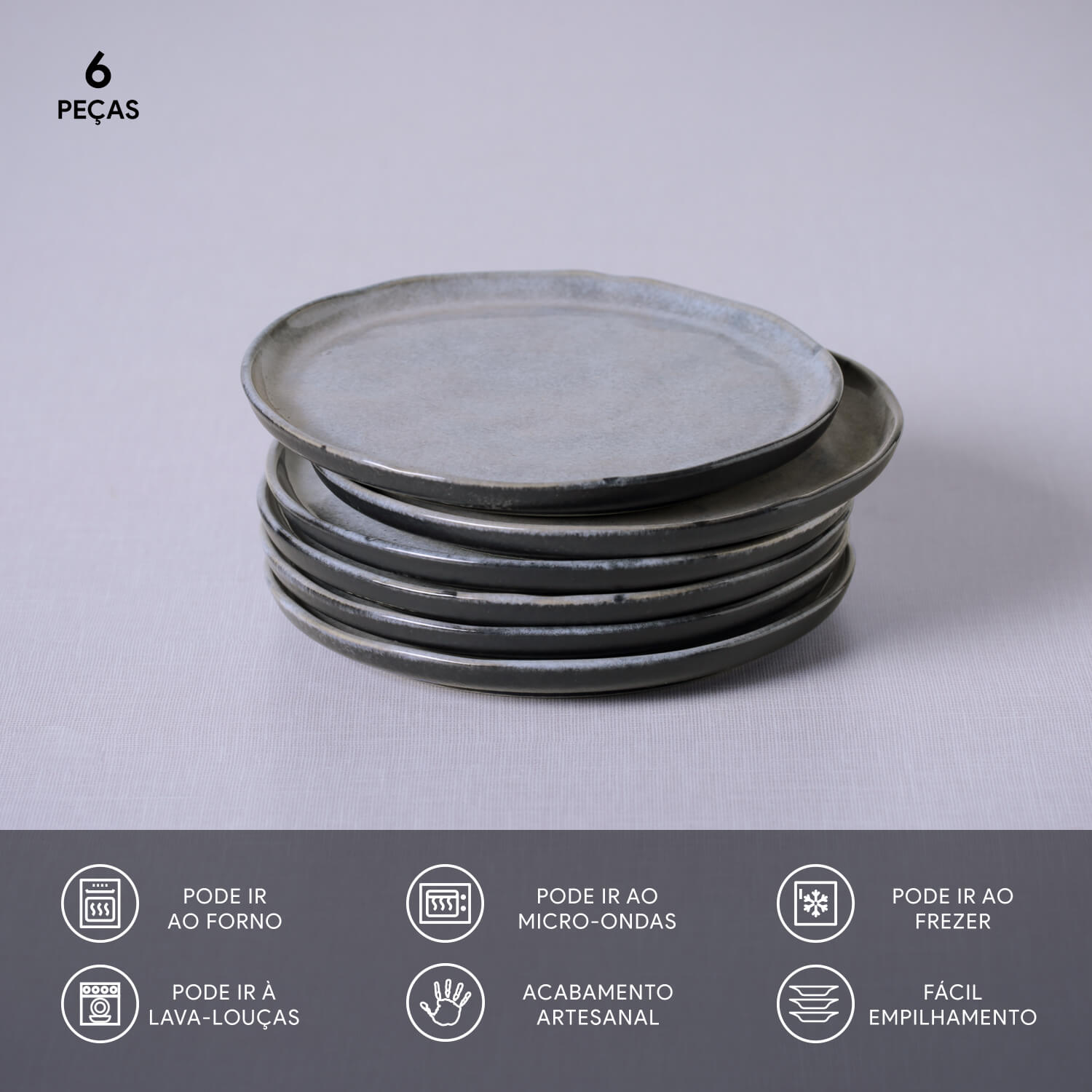 Conjunto com 6 Pratos de Pão Bio Dust Ø15,5x1,6cm - Imagem 3