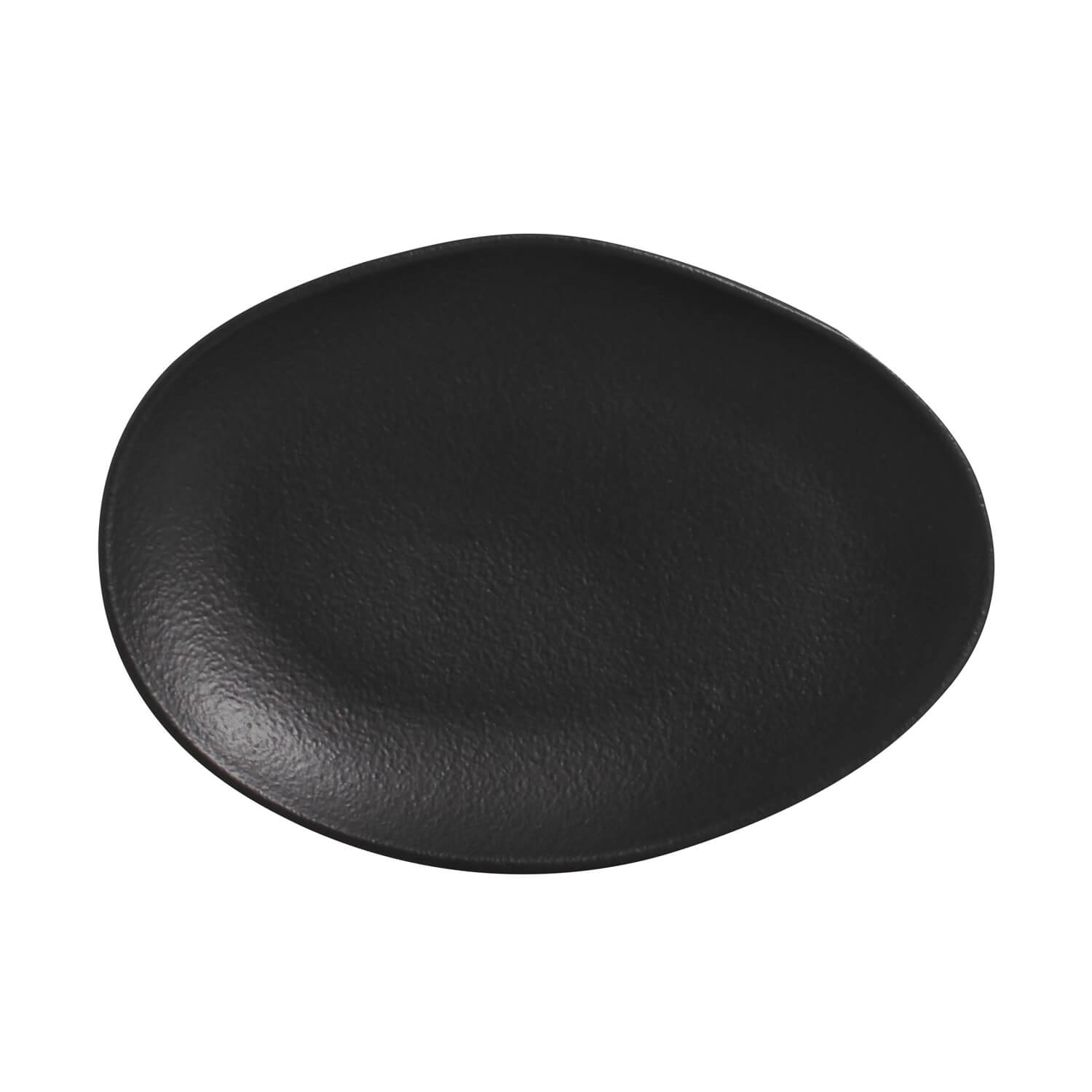 Conjunto com 6 Pratos de Sobremesa Oval Orgânico Preto Matte  22,5x16,5x2,5cm