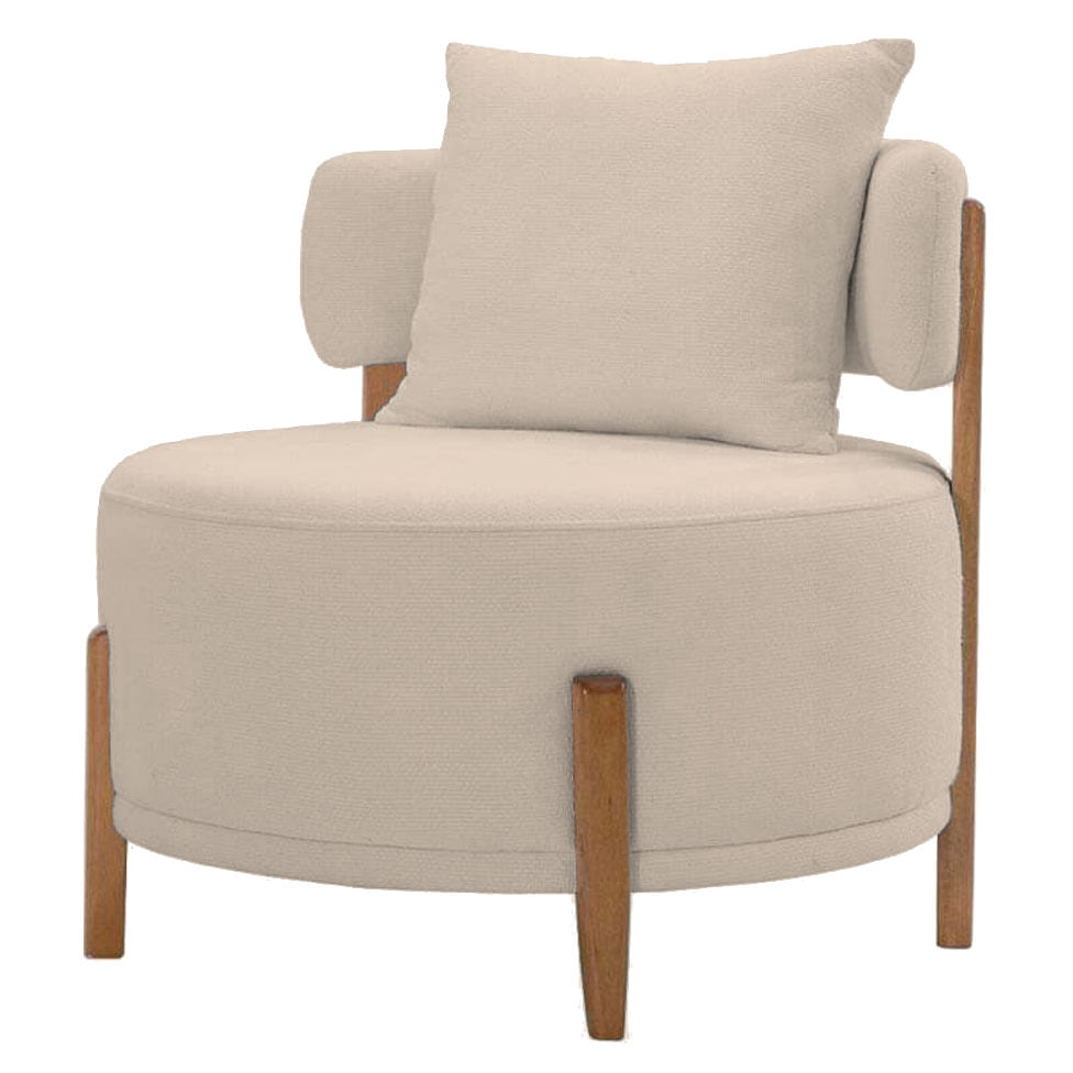 Poltrona Decorativa Seiva Curva em Boucle Off White