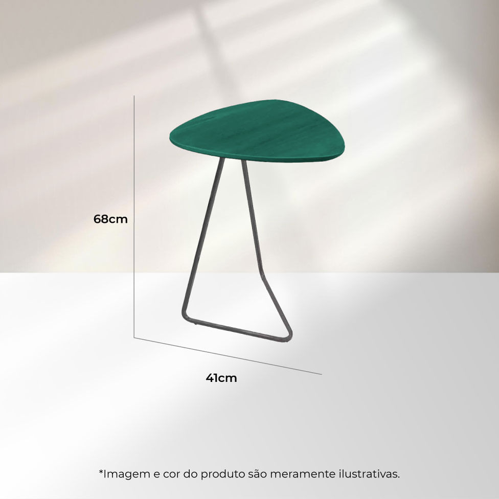 Mesa Lateral Folha Verde Base Preta - Imagem 3