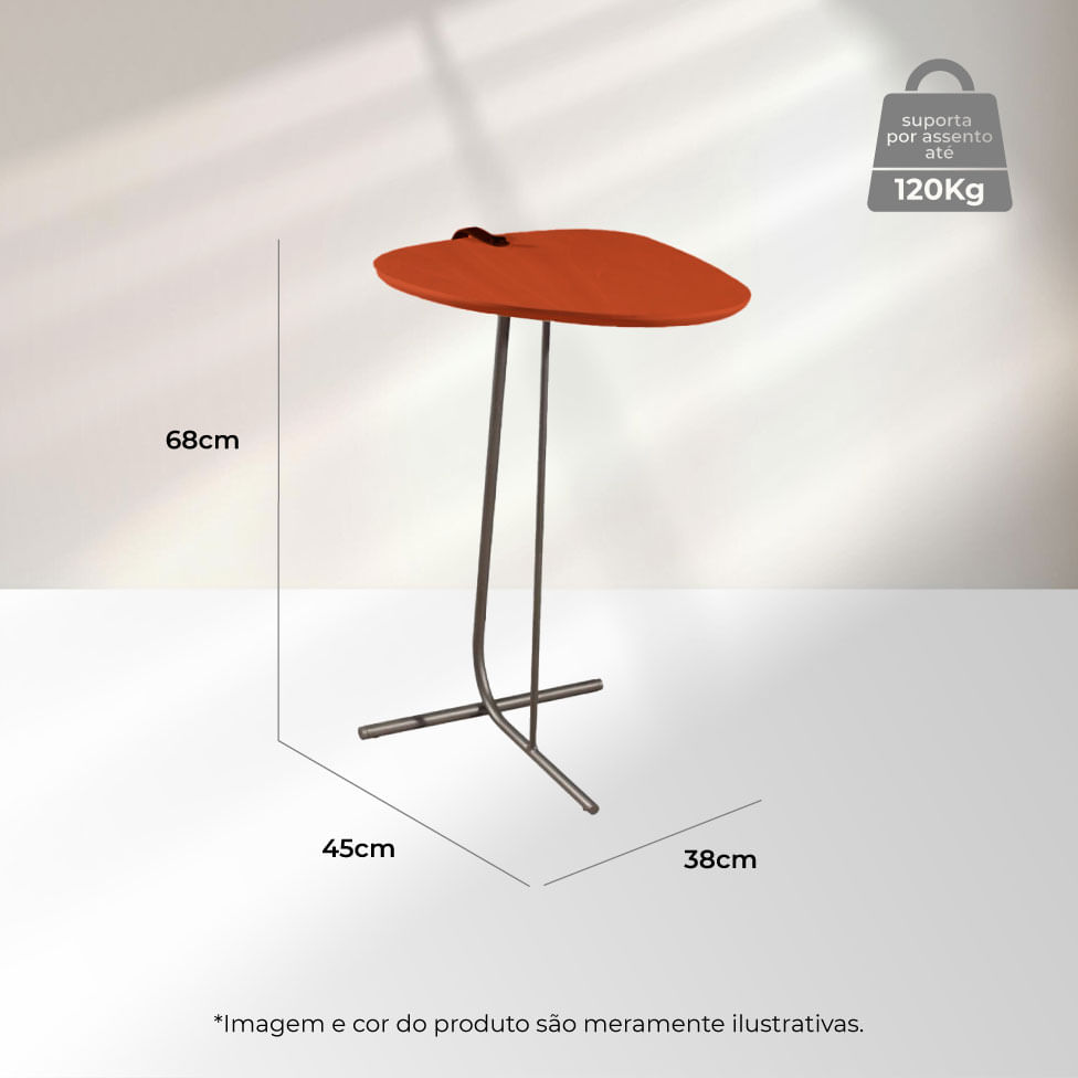 Mesa de Apoio Araguari Terracota Base de Aço - Imagem 6