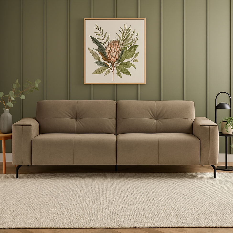 Sofá Santorini em Couro Grano Sandstorm 2,10m - Imagem 6