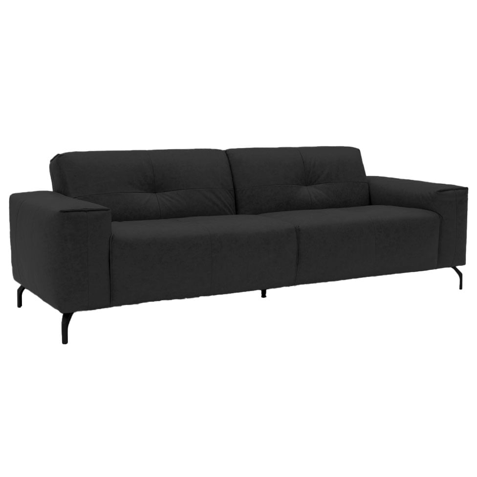 Sofá Santorini em Couro Sherwood Preto 2,44m