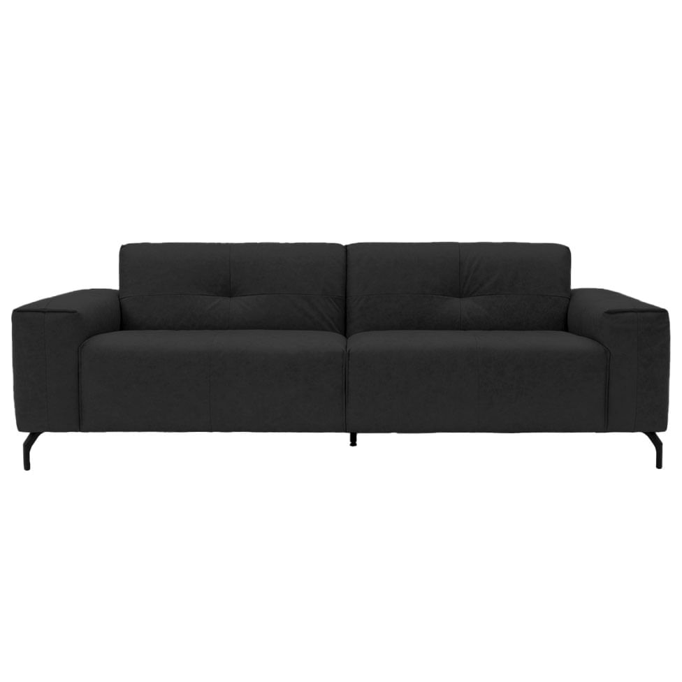 Sofá Santorini em Couro Sherwood Preto 2,44m - Imagem 2