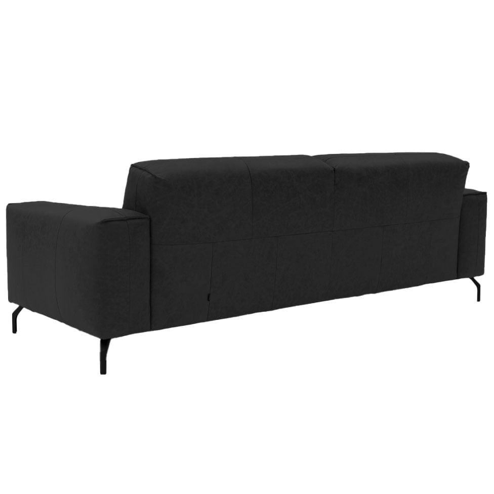 Sofá Santorini em Couro Sherwood Preto 2,44m - Imagem 3