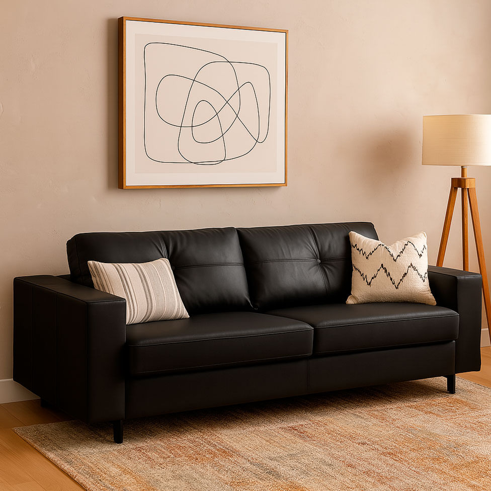 Sofá Domini Living em Couro Sherwood Preto 1,60m - Imagem 4