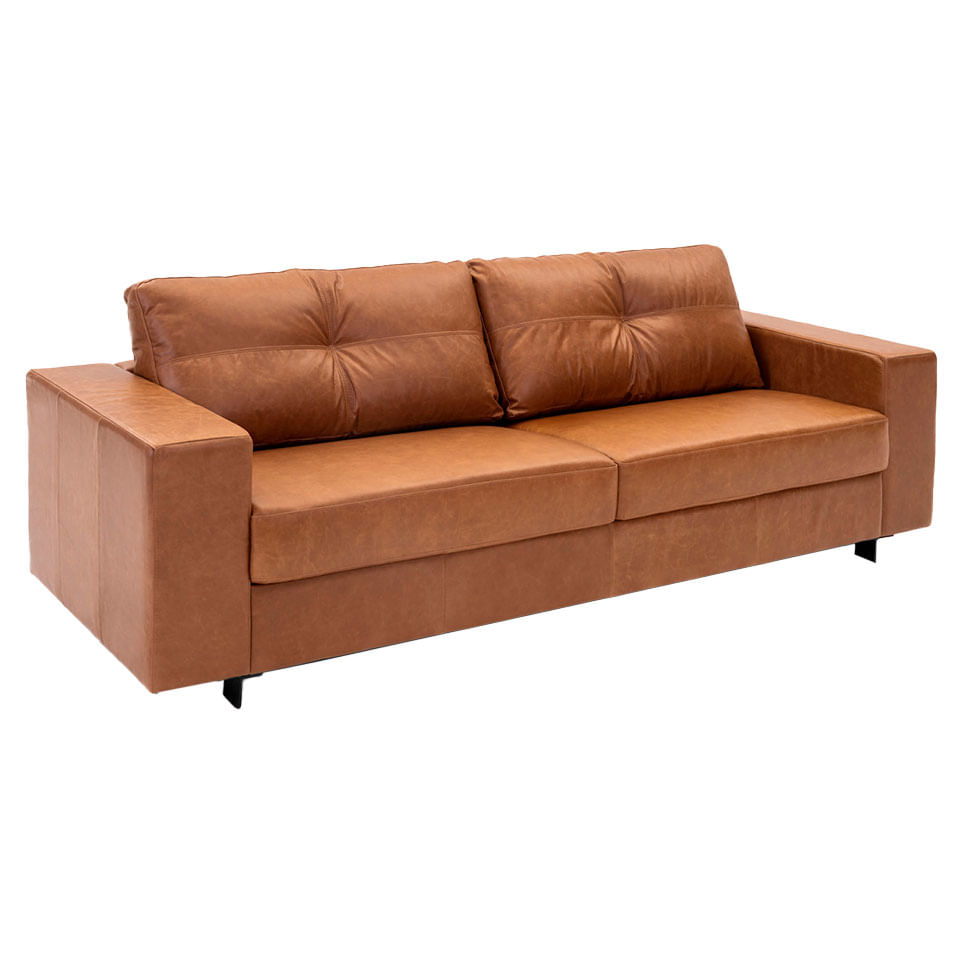 Sofá Domini Living em Couro Estonado Amarula 2,10m