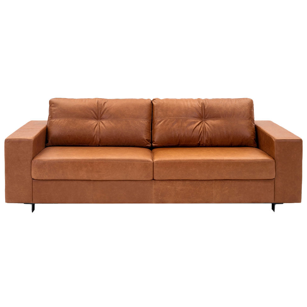 Sofá Domini Living em Couro Estonado Amarula 2,10m - Imagem 2