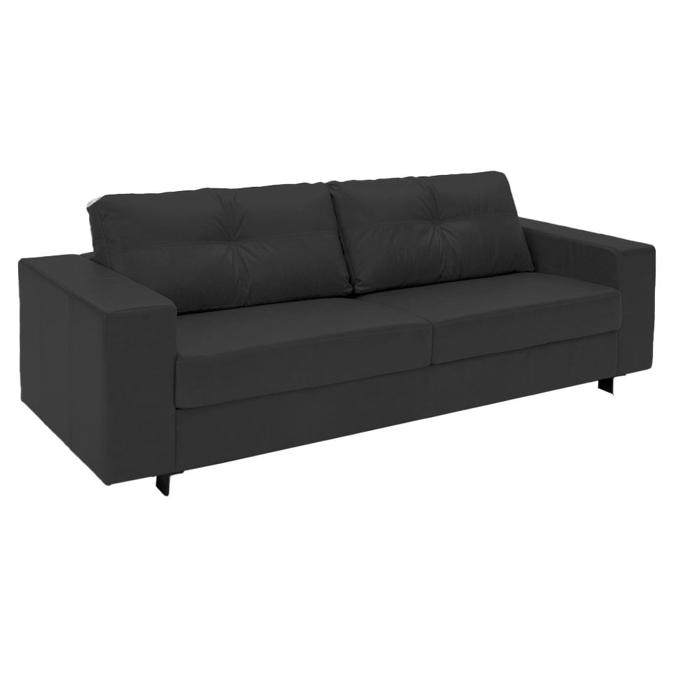 Sofá Domini Living em Couro Sherwood Preto 2,10m
